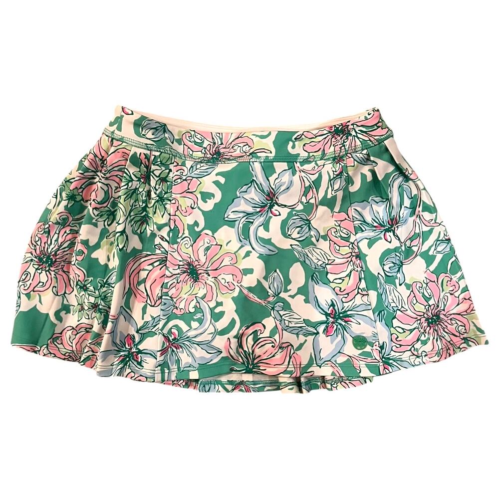 Lilly Pulitzer Luxletic Skort Spearmint Blossom Views Pink Green Girl's Large